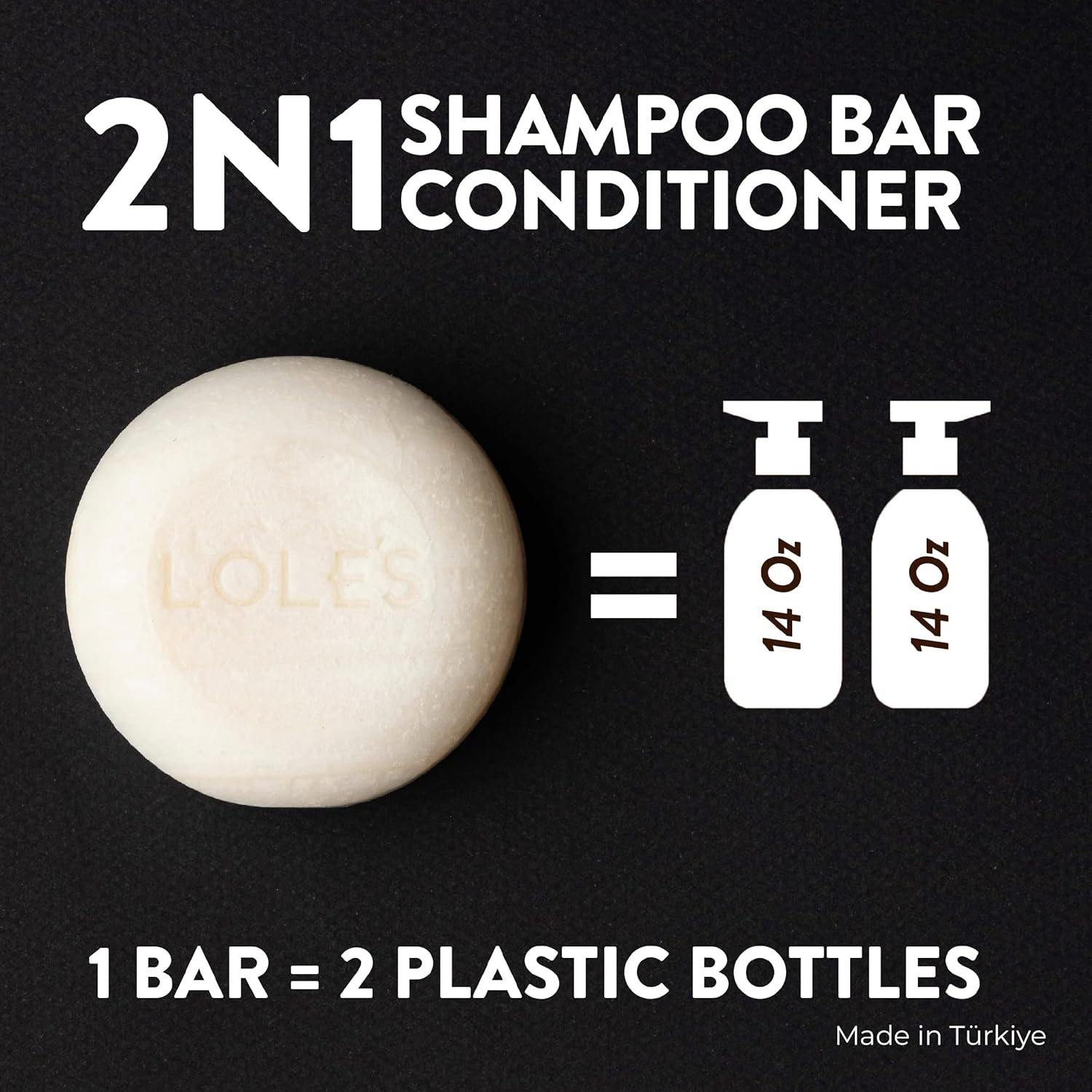 LOLE'S Shampoo Bar & Conditioner 2In1 Men'S Care for Cleaning Hair, Body and Beard, 99% Natural Origin Ingredients, Sustainably Sourced Beeswax, Free from Preservatives, Silicones, Soap, & Dyes, with Plastic Free Packaging, 3.5 Oz