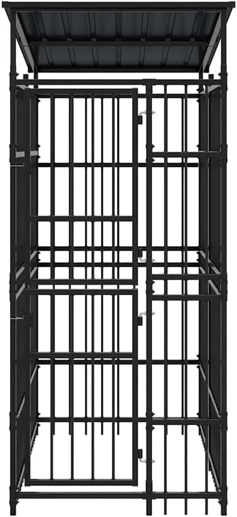 Outdoor Dog Kennel with Roof Steel Large Pet Enclosure Safe Outdoor Space image number 6