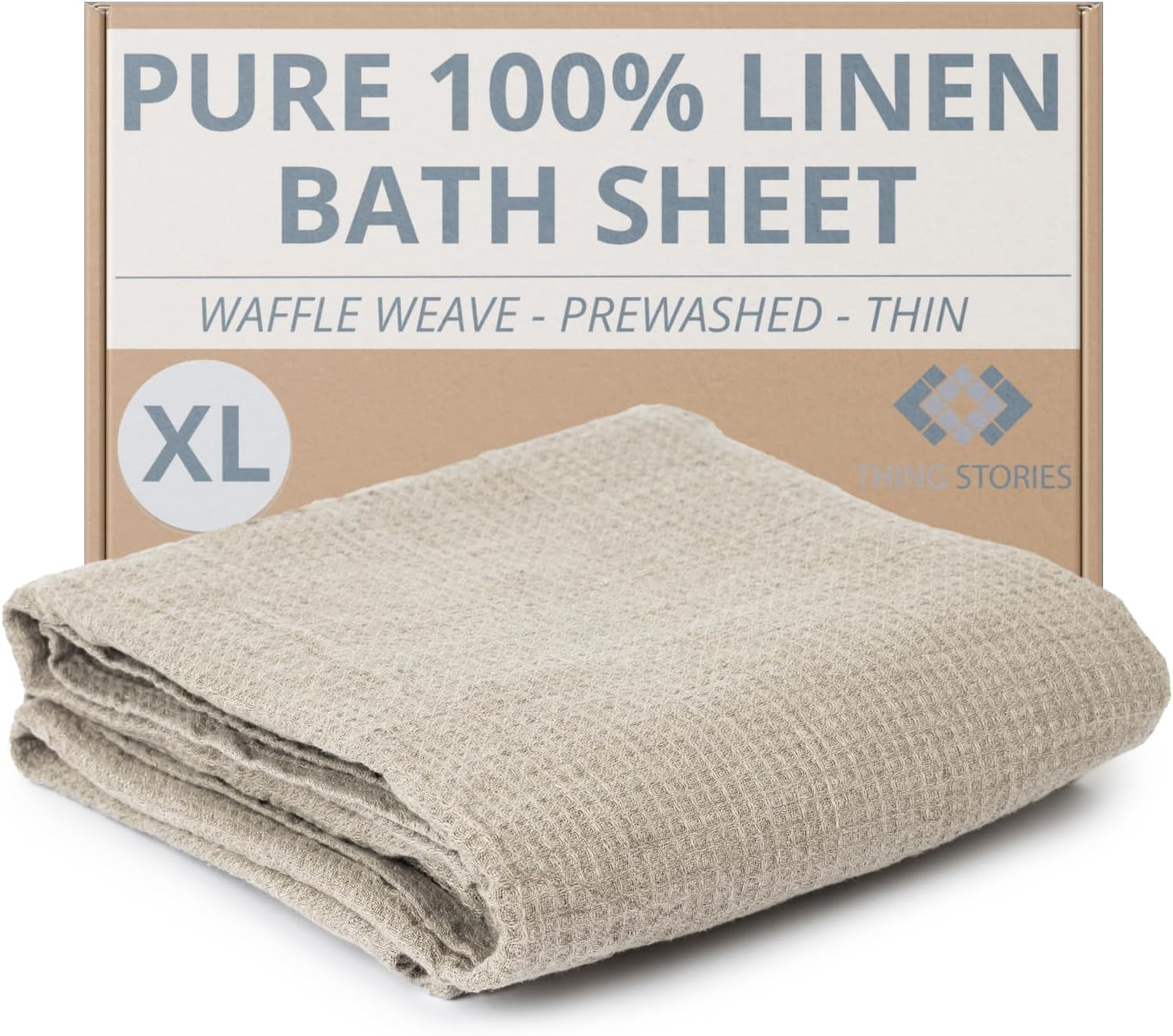 Pure 100% Linen Bath Towel - Stone-Washed 30 X 60 Inch Soft Lightweight Travel Towel - Waffle Weave Quick Dry Hair Towel - Natural Flax Thin Towels for Bathroom Gym or Sauna - Sustainable Bath Sheet