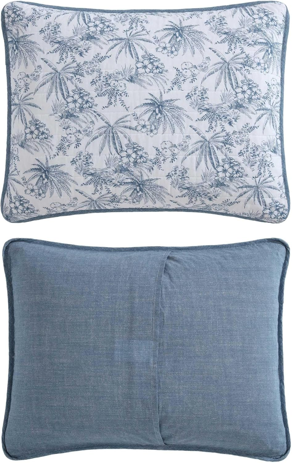 Tommy Bahama - Queen Quilt Set, Reversible Cotton Bedding with Matching Shams, Coastal Inspired Home Decor (Pen and Ink Palm Navy Blue, Queen) image number 1