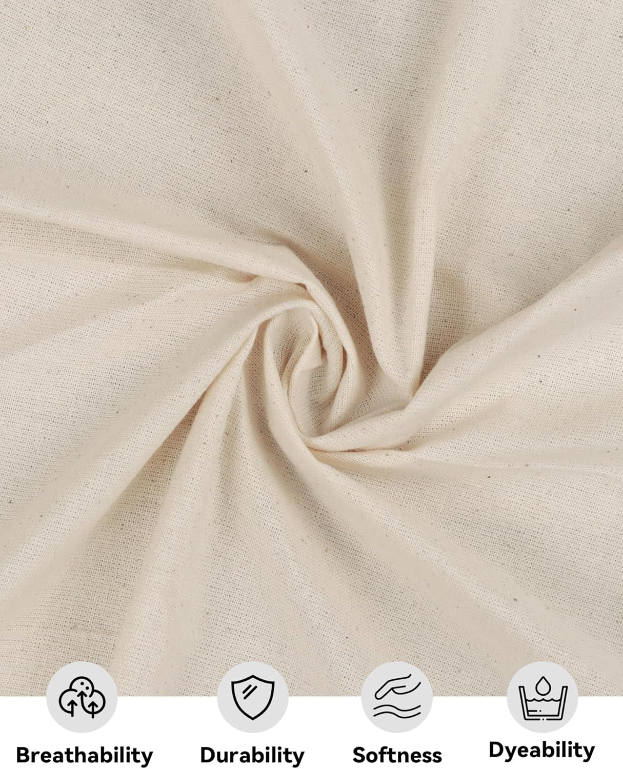 HOTGODEN Medium Weight 100% Cotton Muslin Fabric: 63 Inch X 2,5,10 Yards Unbleached Muslin Linen Fabric Material for Sewing Material Apparel Cloth image number 4