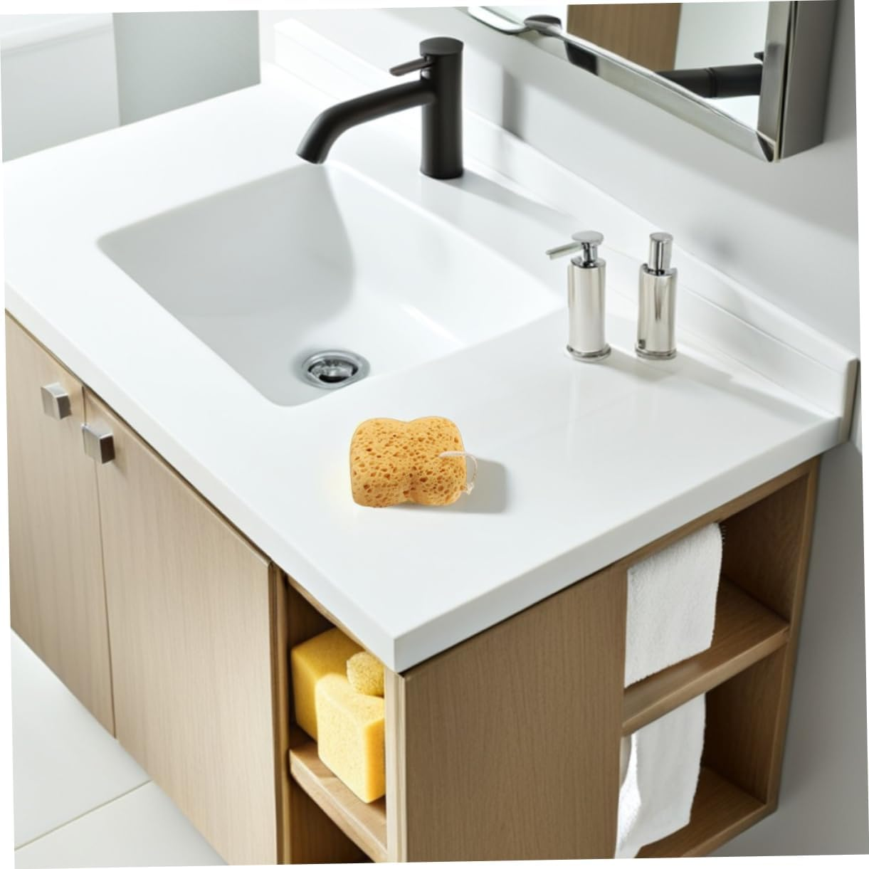 Natural Sea Sponges Shower Scrubber 2 Pack Soft Exfoliating Bath Sponge for Gentle Skin Care and Home Use Light Brown image number 1