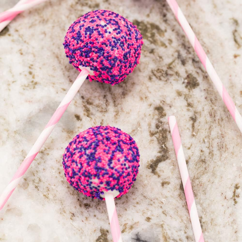 Restaurantware-5.9 Inch Cake Pop Sticks, 25 Durable Lollipop Sticks - Sturdy, Multipurpose, Pink Spirals Paper Colored Cake Pop Sticks, Food Grade, for Desserts or Crafts