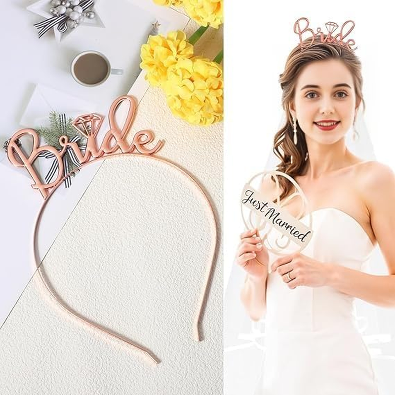 Bride to Be Sash Hen Party Accessories Kit Includes Tiara Veil Comb Temporary Tattoos for Bachelorette Bridal Shower Wedding Fun Hen Party Games Decorations image number 1