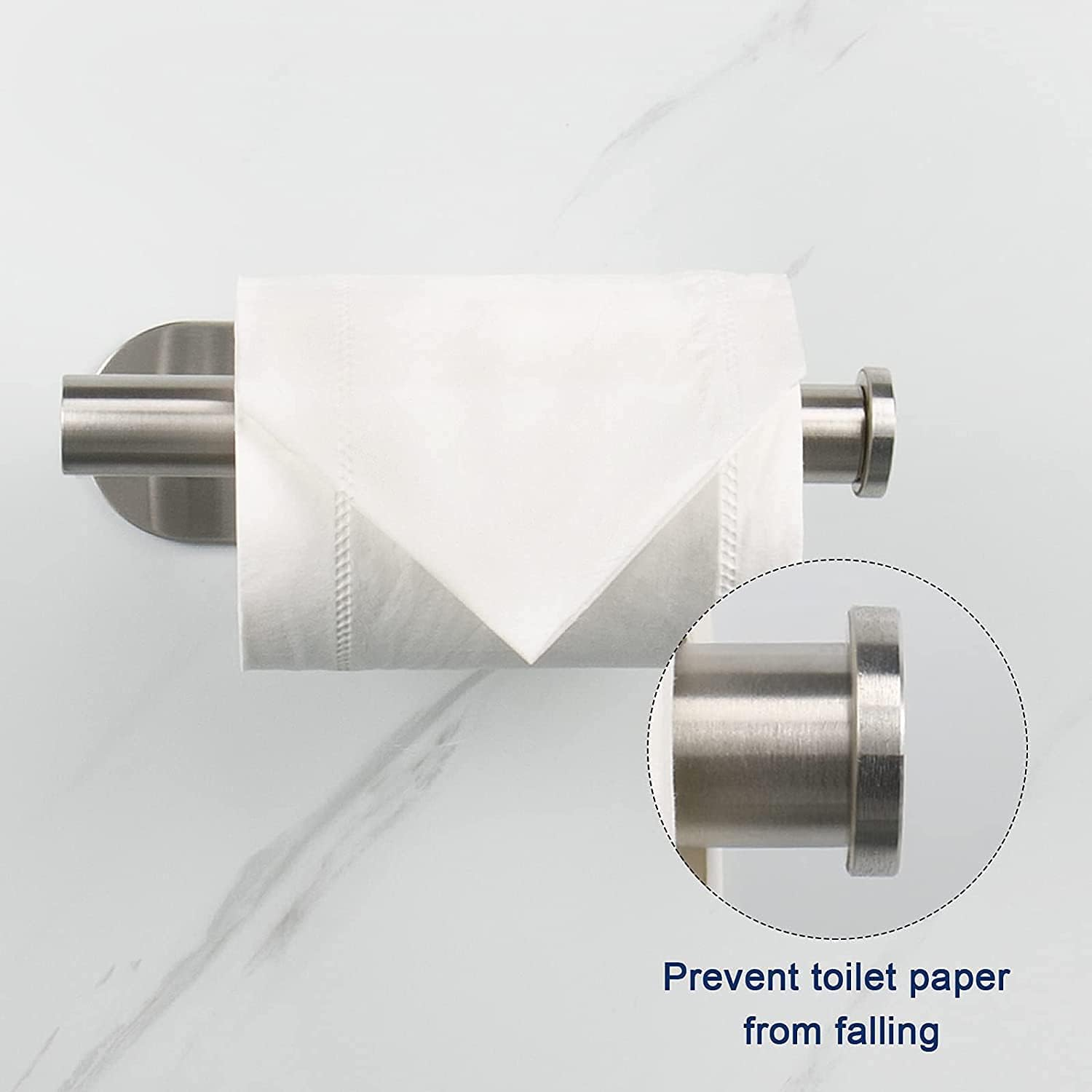 Self Adhesive Toilet Paper Roll Holder ,Toilet Paper Holder for Bathroom Washroom Kitchen Stick on Wall Mount Silver 1 Pack image number 1