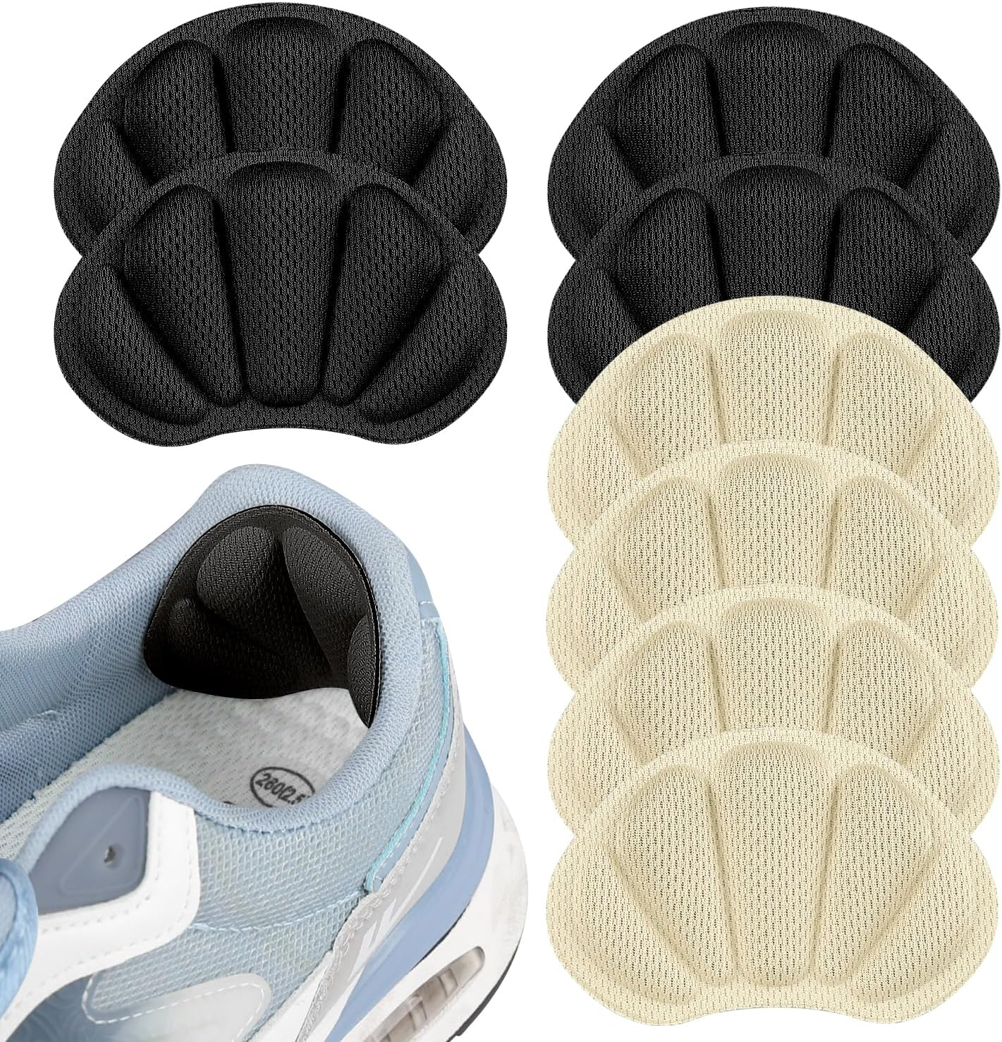 Heel Pads for Shoes That Are Too Big &ndash; 4 Pair Anti-Slip Heel Grips for Women & Men, Cushioned Inserts to Prevent Blisters & Tighten Loose Shoes, Comfort Fillers (Black, One Size)