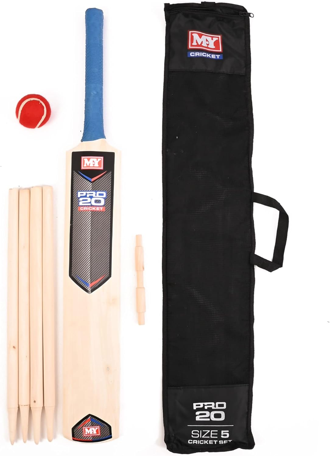 Size 5 Cricket Set in Mesh Carry Bag "M.Y" image number 3