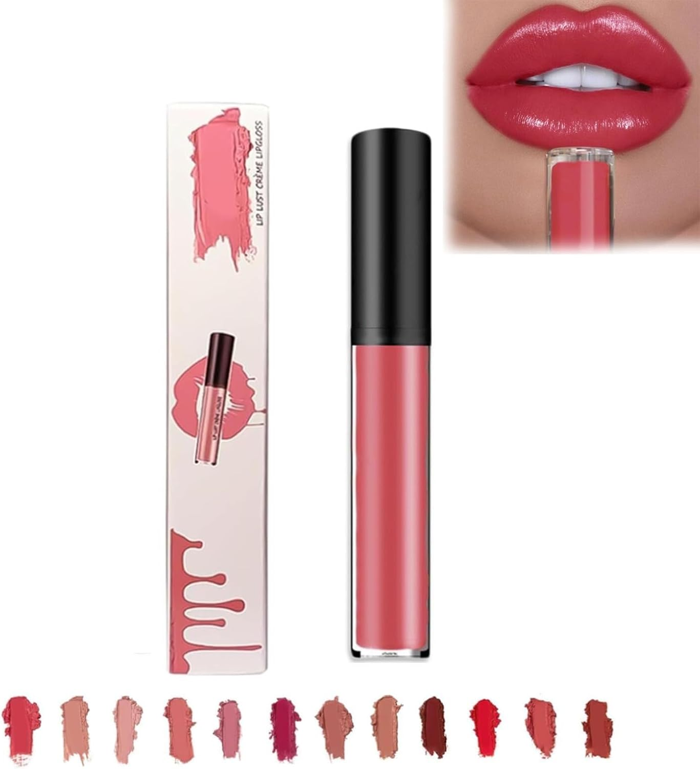 12 Colors Cream Texture Lipstick Waterproof, Long Lasting Matte Lipstick for Women (#6)