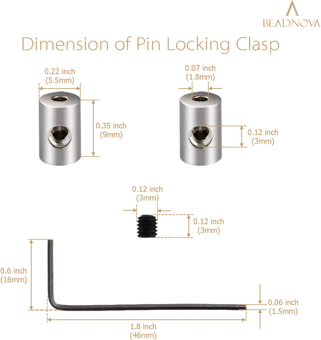 BEADNOVA Pin Keeper with Allen Wrench Pin Back for Backpack Enamel Pins Label Pins Locking (50Pcs, Allen Wrench Included) - 10Pcs image number 7