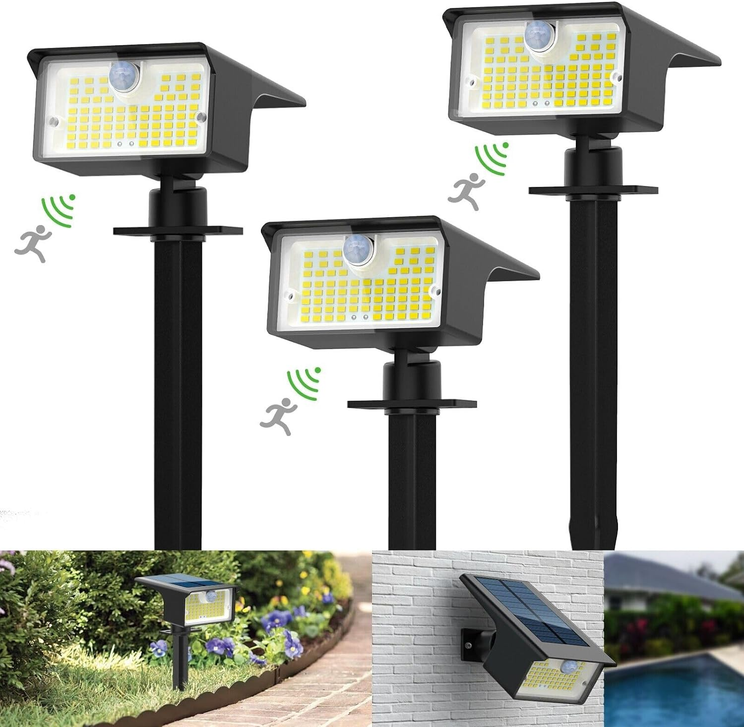 [3PCE] Litogo Solar Spot Light Cool White - Bright Outdoor Landscape Lighting image number 1