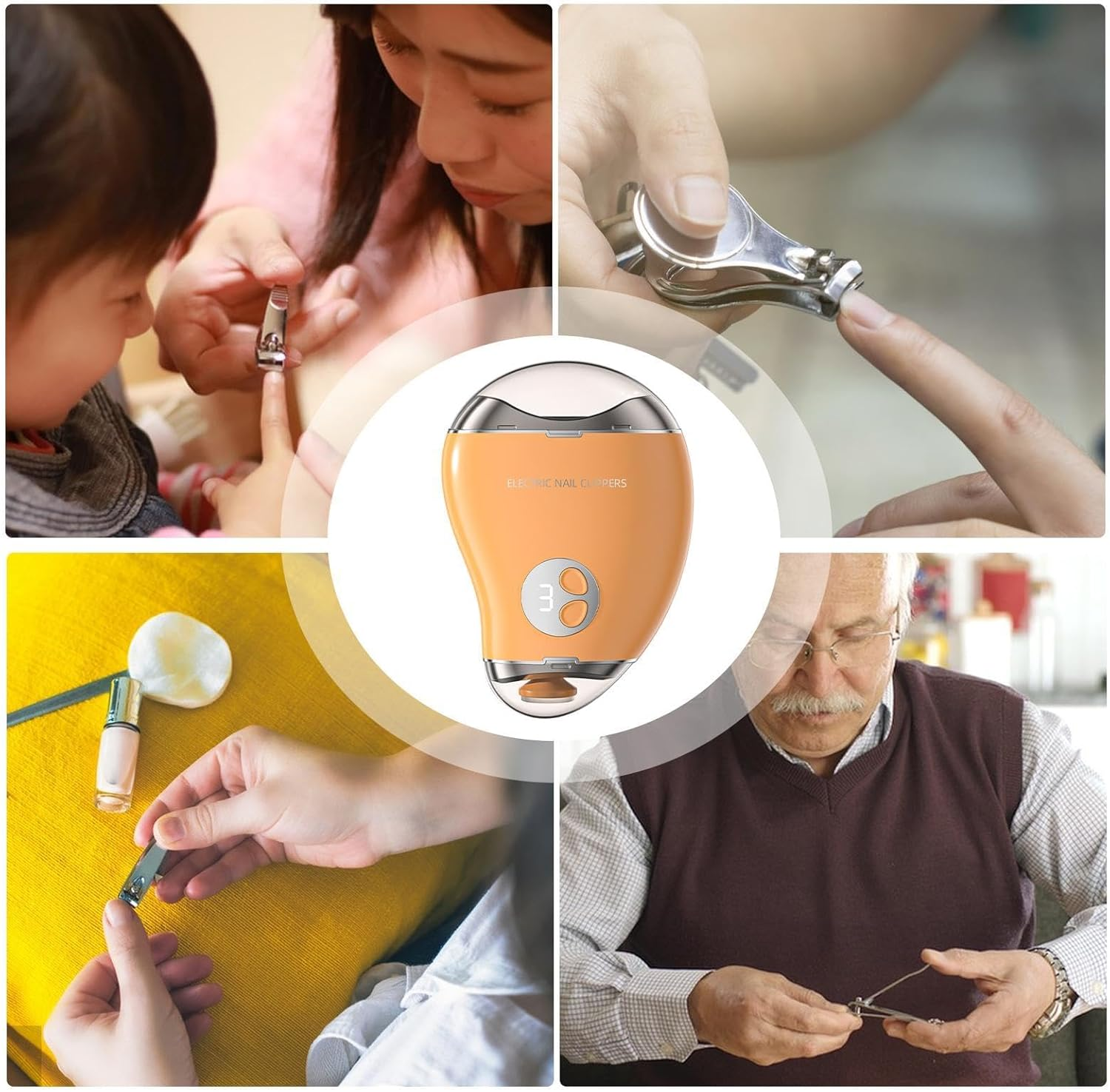 Toe Nail Clippers - Electric Nail Clippers for Adults, 3 Speed Nail Drill | Double Head Nail Sharpener, Multifunctional Nail Grinder for (2.95X1.26X4.13 Inch) image number 2