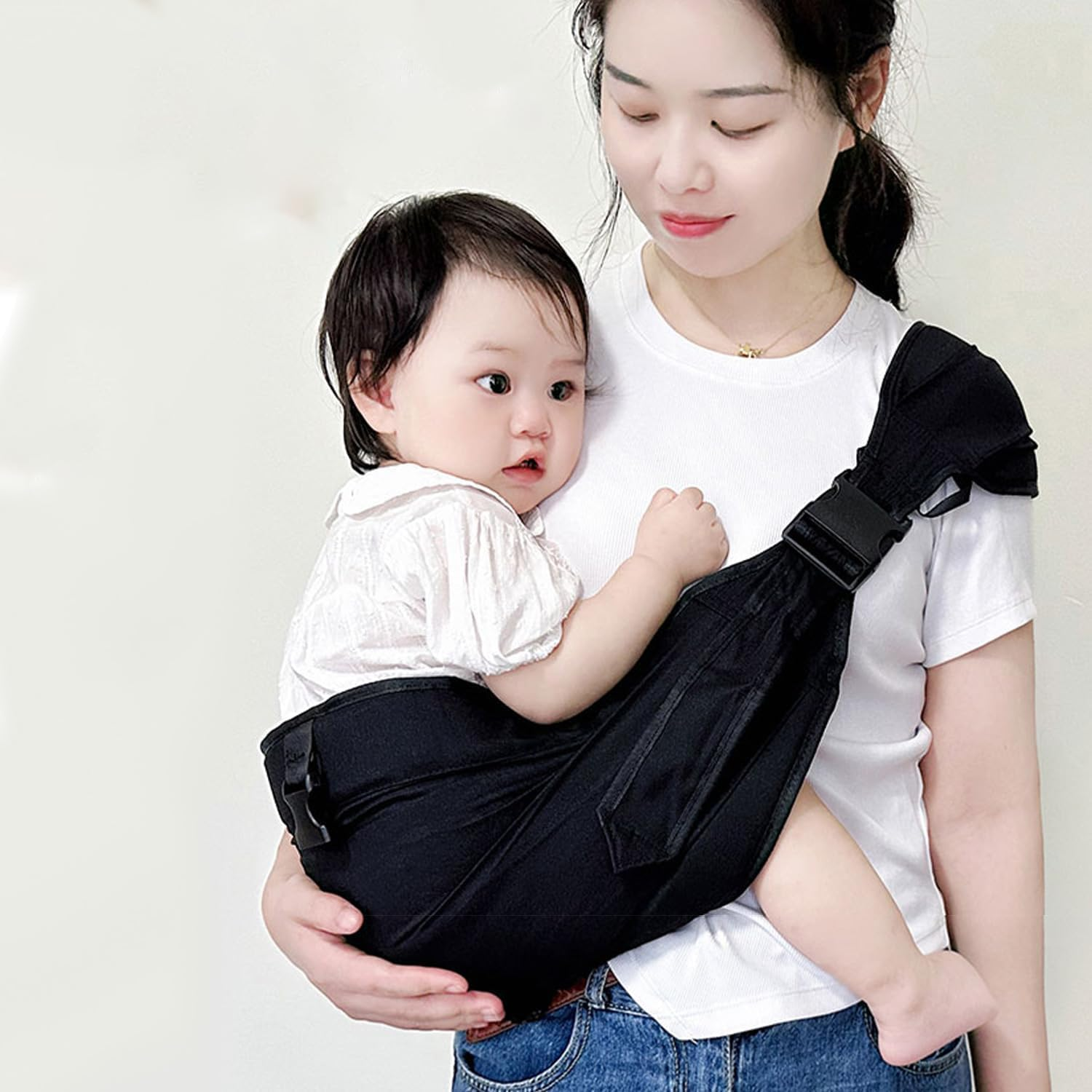 Baby Carrier Baby Holder Carrier with Adjustable Comfortable Shoulder Straps Mom Cozy Baby Carrier for Newborn Infant Toddler (Black) image number 5