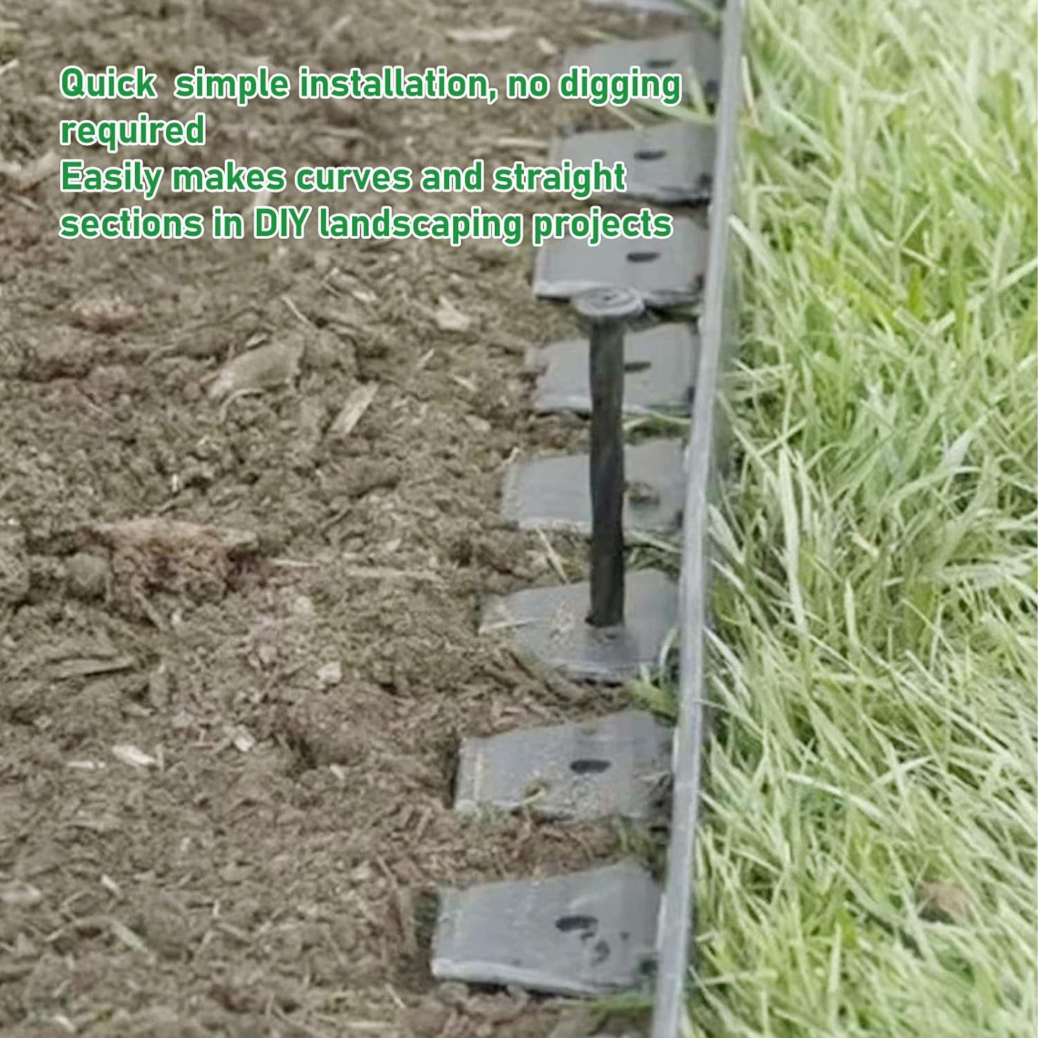 Landscape Edging Kit, No Dig Garden Edging Border, Include 30 Spikes, 32.8Ft Length Landscape Edging Coil Garden Edging Coil for Landscaping and Flower Gardens, Easy to Install - Green image number 4