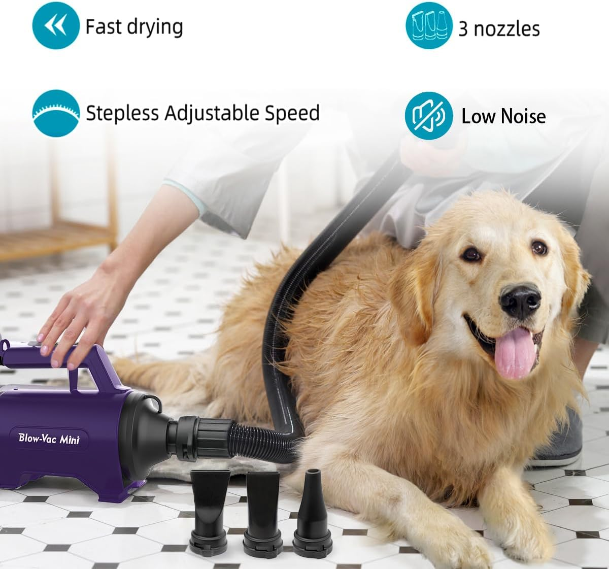 Dog Dryer High Velocity Professional Dog/Pet Grooming Force Hair Dryer/Blower (SMD-06P) - Orange image number 4