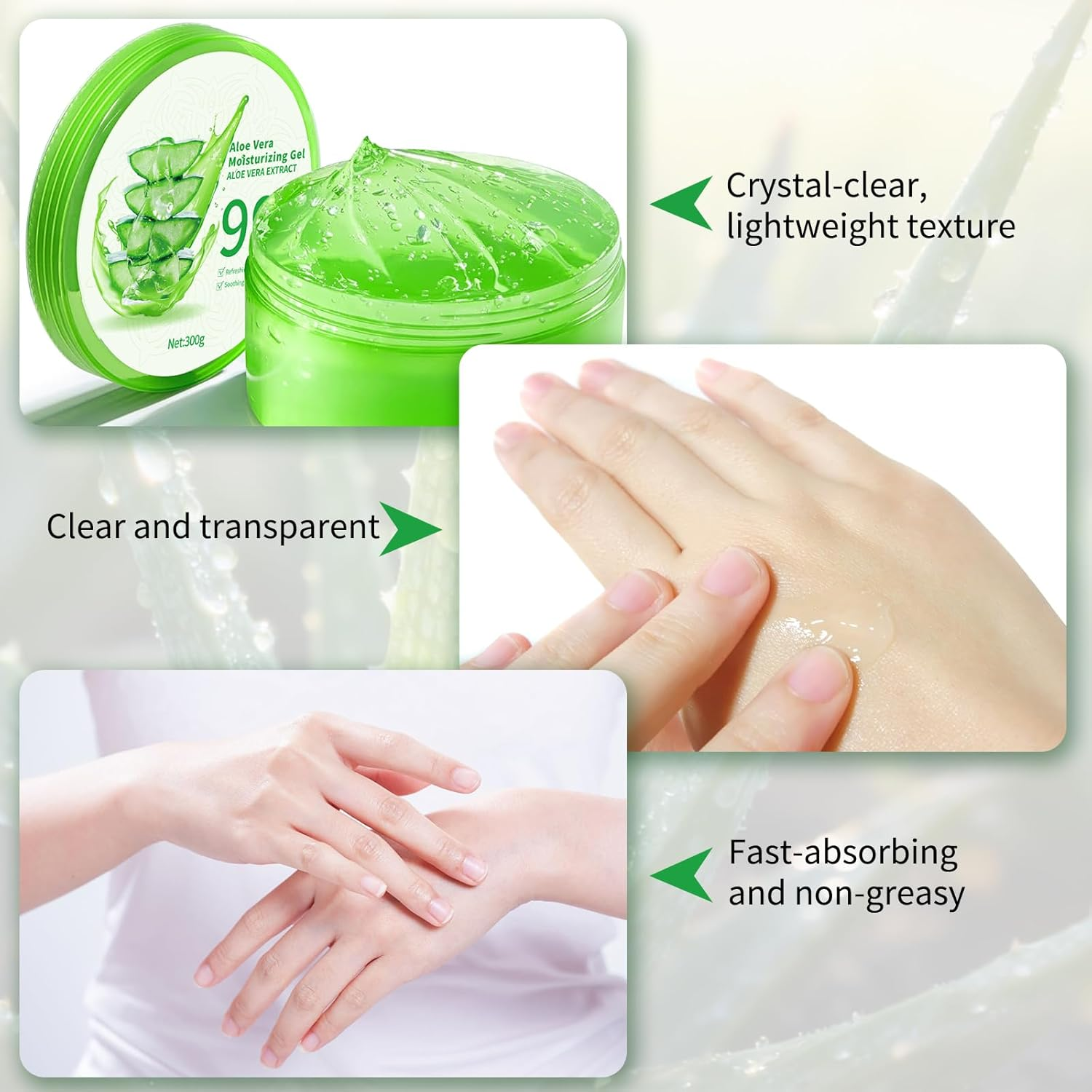 99% Pure Aloe Vera Gel for Face & Body Hydration, Soothing and Hydrating, Moisturizing for Skin Care, Scalp, Hair, Calming Aloe Gel for after Sun Skincare image number 3