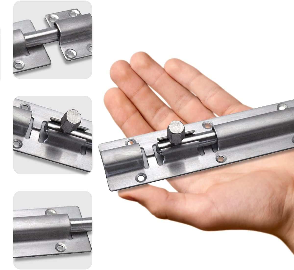 Euro Tische Stainless Steel Door Bolt for Doors and Gates Security, Heavy Duty Gate Bolt for Home, Yard and Garden (14.5 Cm)