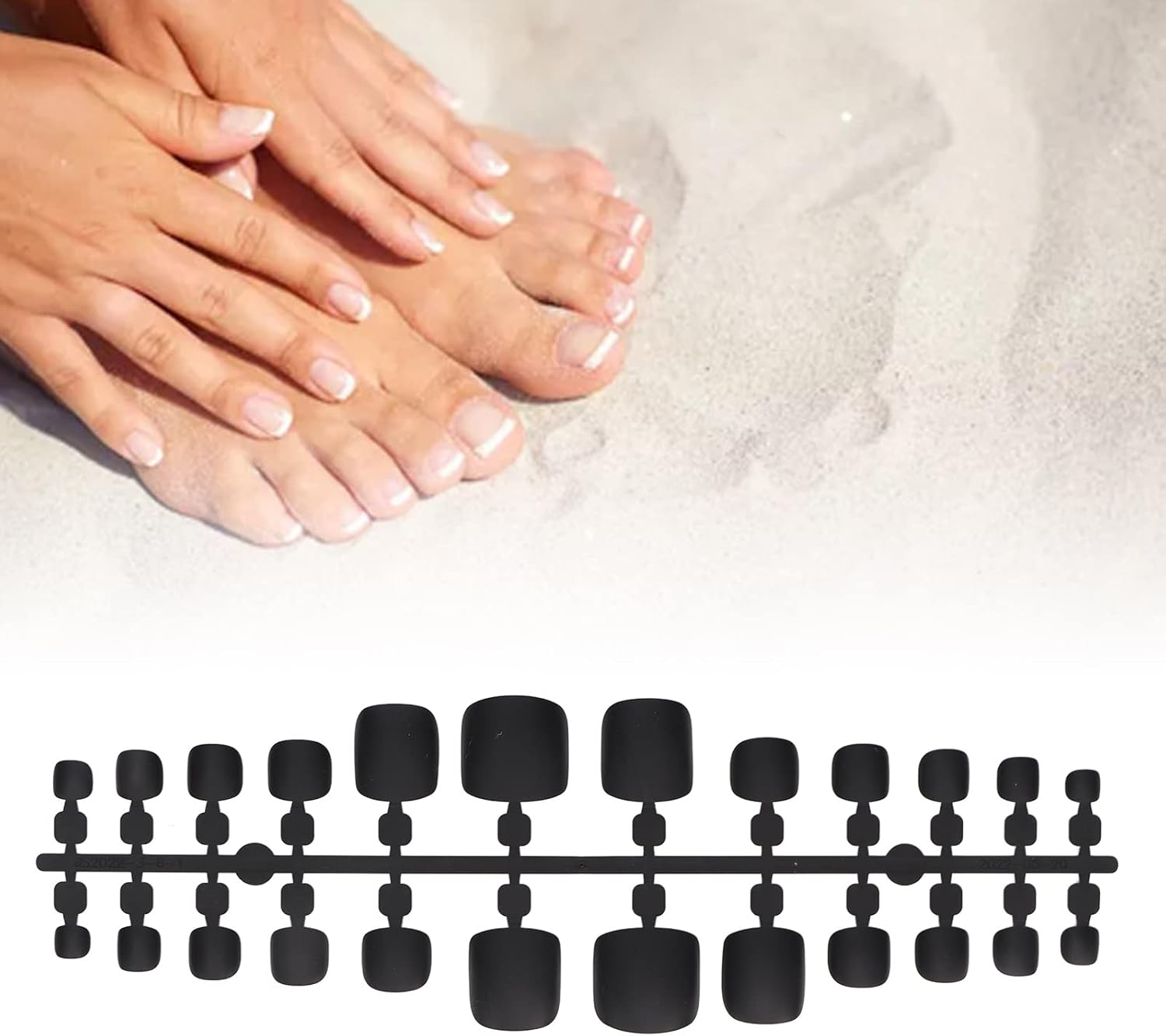 False Toe Nails, Lightweight Artificial Toe Nail Wraps for Weddings (Black) image number 5