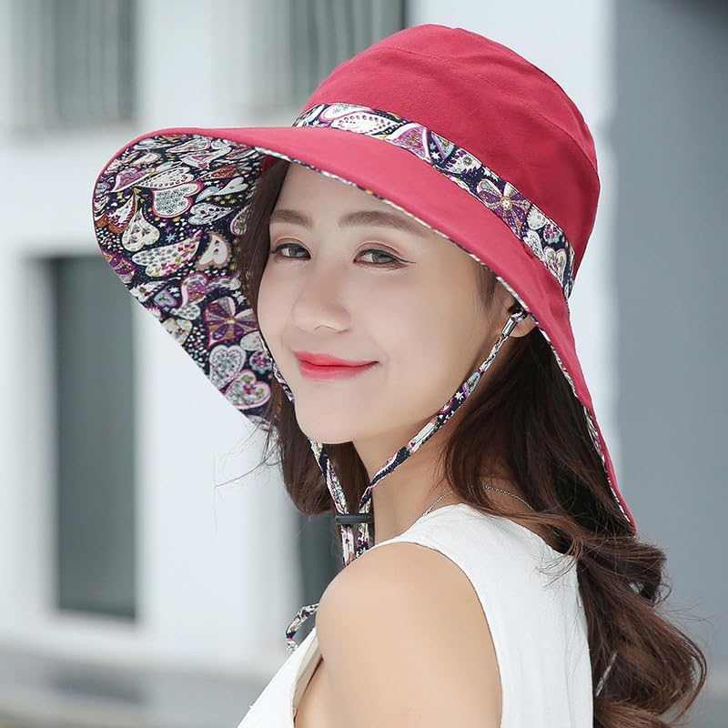 KXF Sun Hat for Women Wide Brim Summer Beach Hat with Chin Strap Foldable Bucket Hat for Travel Sun Protection - Beige image number 5