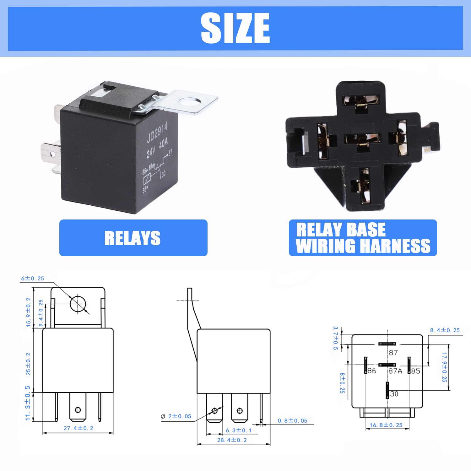 Aikoolwer Automotive Relay Switch Harness Kit 24V 40A SPDT 5 Pin Waterproof Heavy Duty Tinned Copper Wires Bosch Style Car Truck Boat Motorcycle image number 6