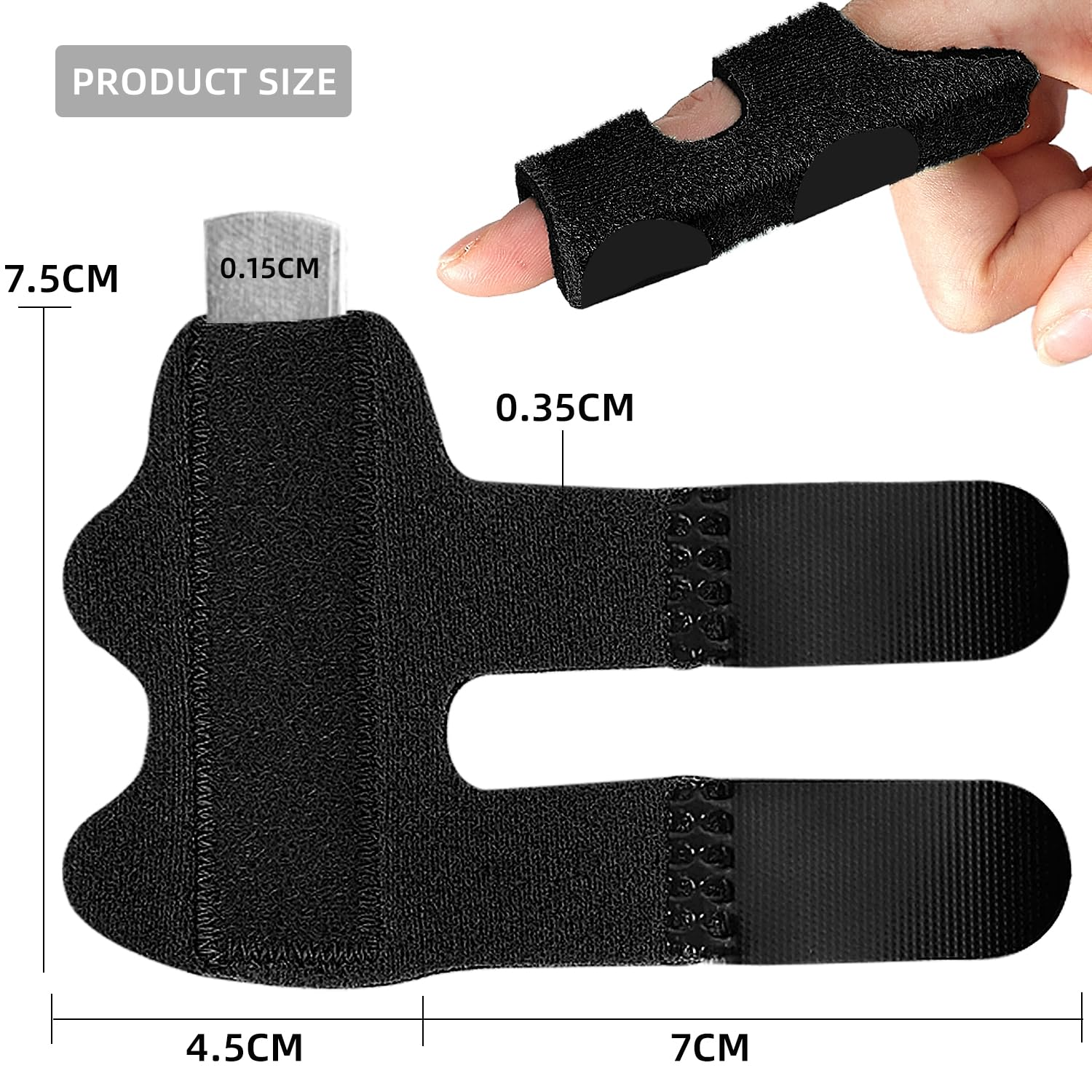4 Pcs Trigger Finger Splints/Brace for Knuckle Immobilization, Broken Finger Protection, Straightening & Arthritis Pain Relief (Black) - Blue image number 3