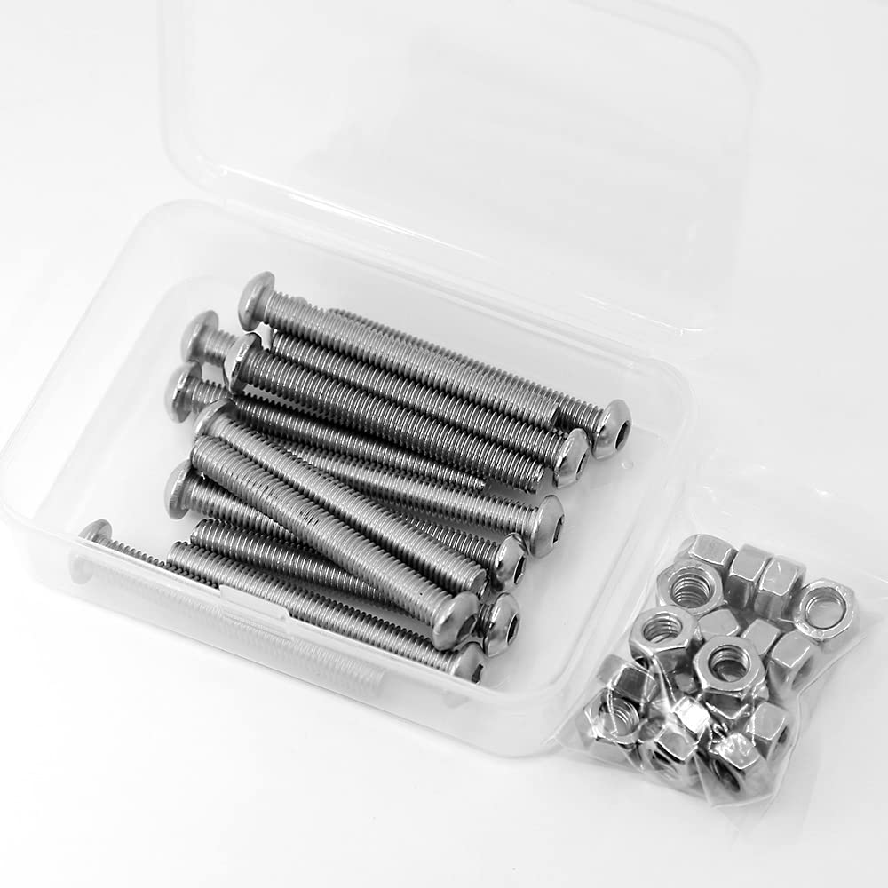 (20 Sets) M6-1.0 X 40Mm Socket Head Cap Screws and Nuts Set 304 Stainless Steel 18-8 Button Head Bolts image number 4