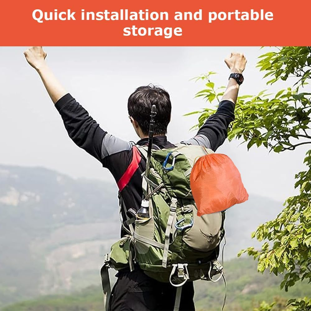 Travel Camping Hammock with Mosquito Net, Outdoor Double Hammock, Automatically Expand Portable Hammocks, Camping Gear for Hiking Beach Backpack Travel, Grey & Orange image number 6