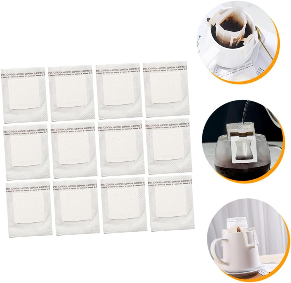 CATIEBYE 50Pcs Hanging Ear Coffee Filter Bag Disposable Tea Bags Loose Leaf Holder for Drip Coffee for Home Brewing image number 5