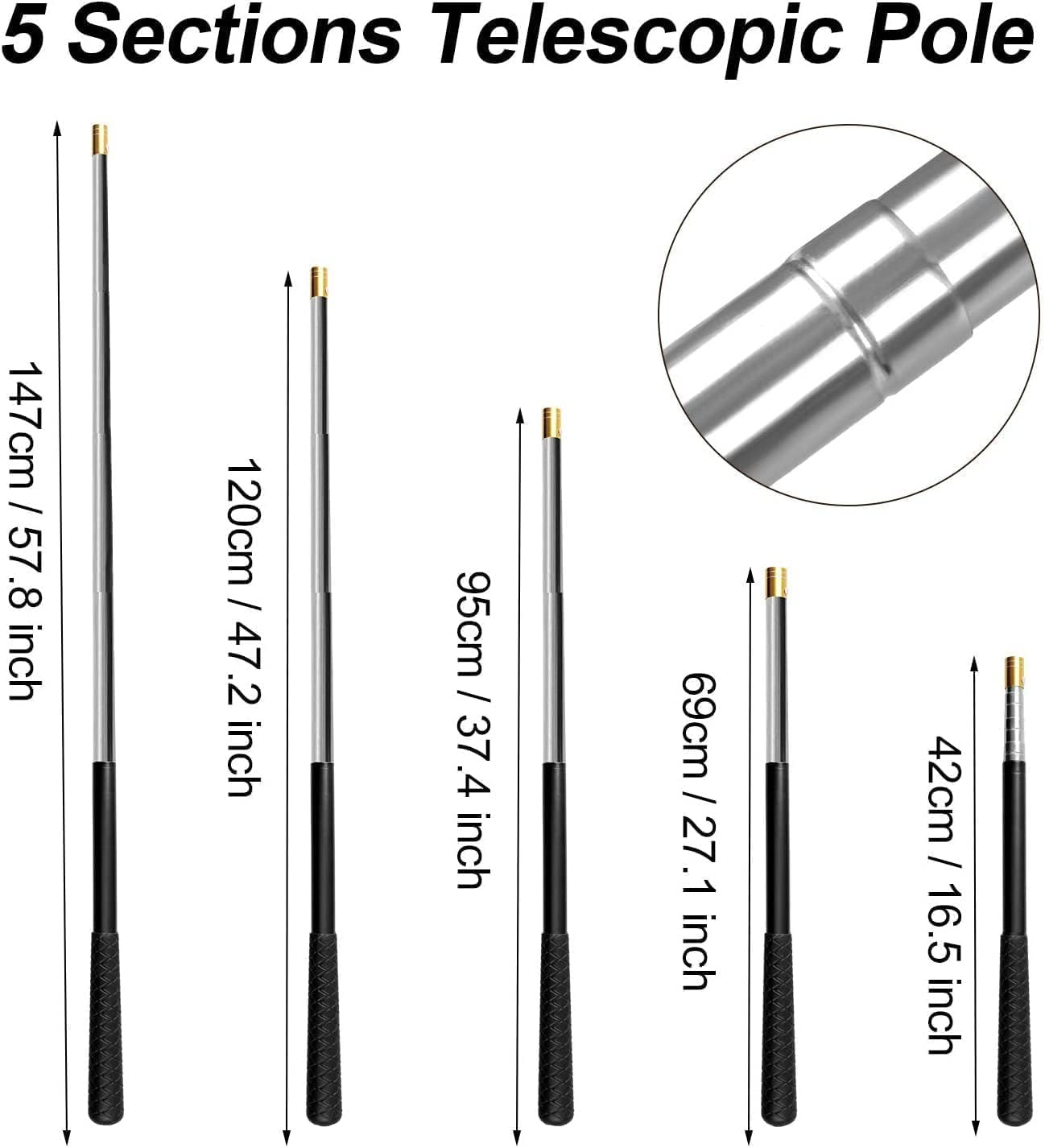 Pool Skimmer Net with Stainless Steel Telescopic Pole,58" Extendable Leaf Skimmer Pool Rake Pool Nets for Cleaning above Ground Inground Swimming Pool, Pond,Spas,Hot Tub image number 5