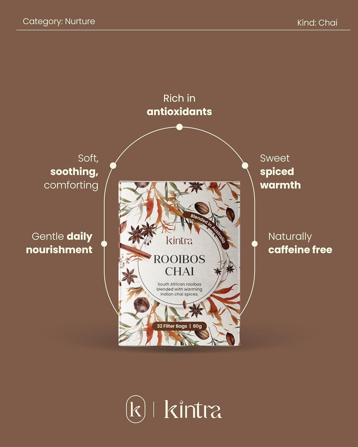 Kintra Foods African Rooibos Filter Teabags, 32 Count (80G) | South African Red Rooibos Tea Bags | Naturally Sweet Herbal Infusion | Caffeine Free Herbal Tea, No Additives, No Sugar image number 2