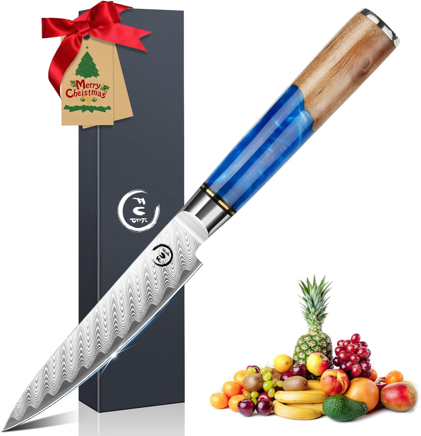 Kitchen Utility Knife 13Cm Sharp-Edged Paring Knife Damascus VG10 Blade Ergonomic Handle Double-Side Cutting Edge Full Tang Japanese Cutlery Cutting Small Knife image number 1