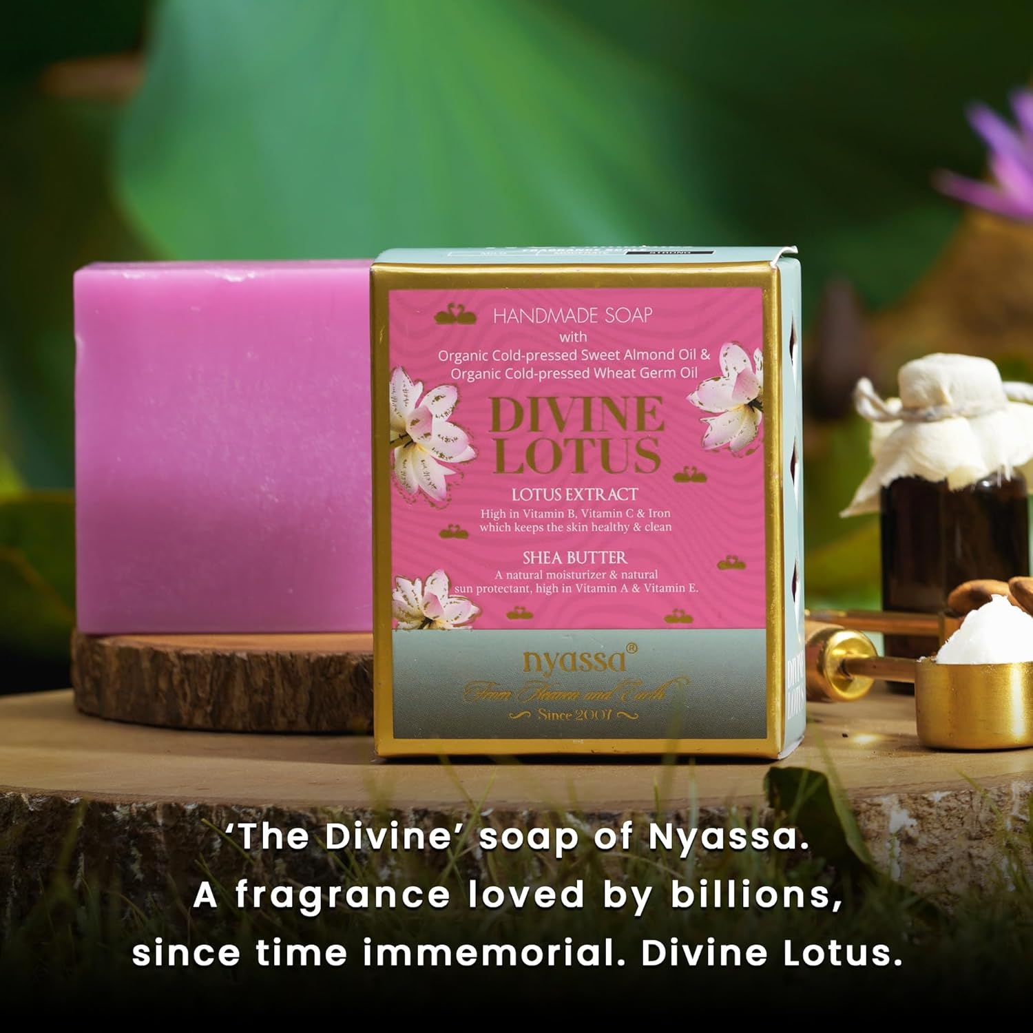 Nyassa Divine Lotus Handmade Soap with Natural Ingredients like Lotus Extracts and Almond Butter Floral Fragrance. No Paraben, Cruelty Free (150Gm) image number 5
