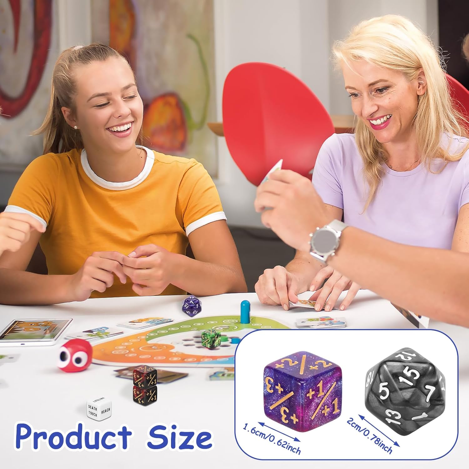 Fwqofvk 53 Pcs Counter Dice with Storage Bag, Acrylic Counter Dice Set Compatible with MTG, CCG, Card Gaming Accessory