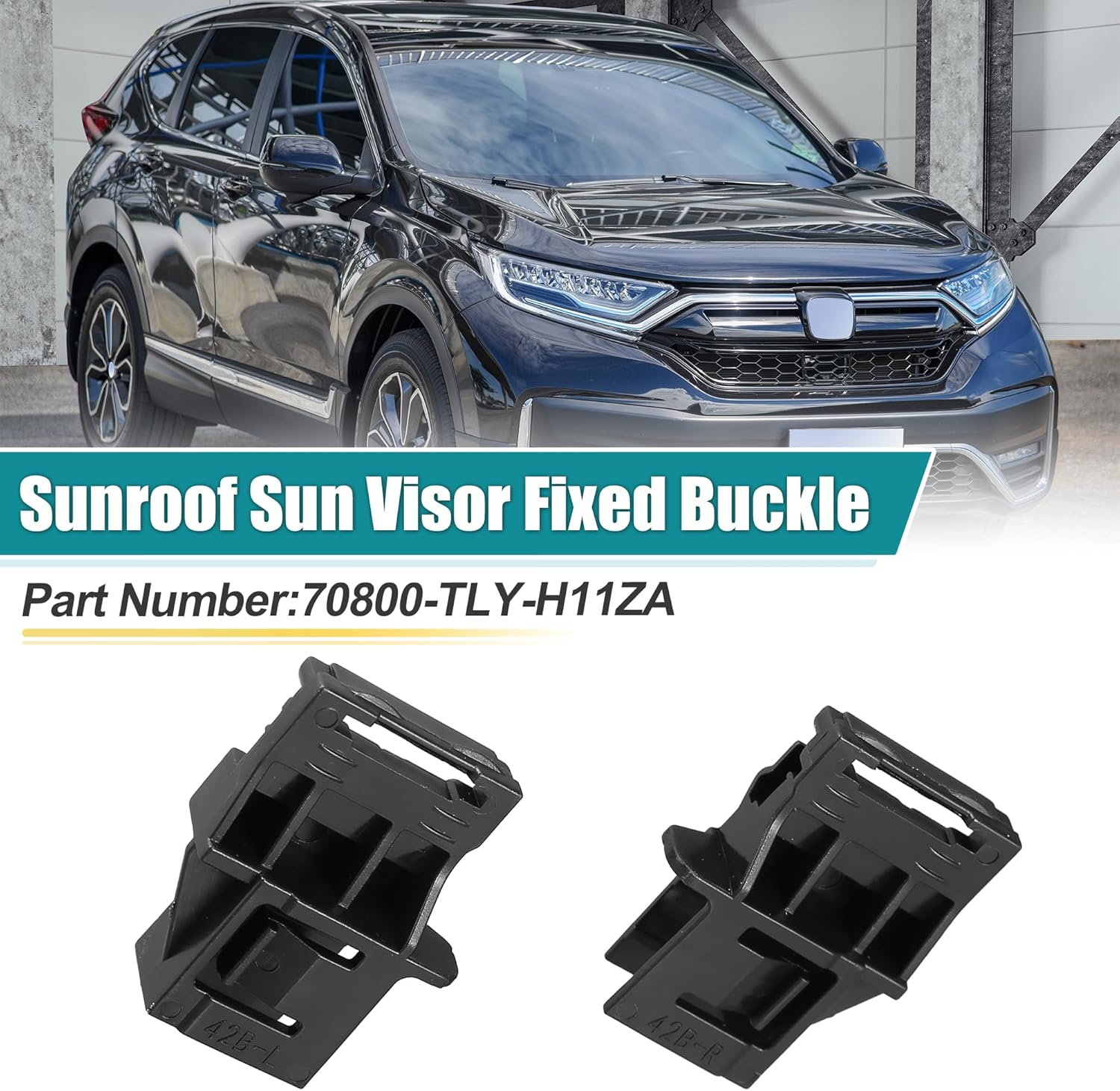 X AUTOHAUX 1 Pair Sunroof Sun Visor Fixed Buckle Sun Shade Clips for Honda CR-V CRV 2017-2021 Panoramic Sunroof Sun Visor Repair Slide Buckles Left Right Side LH RH POM Plastic Black image number 5