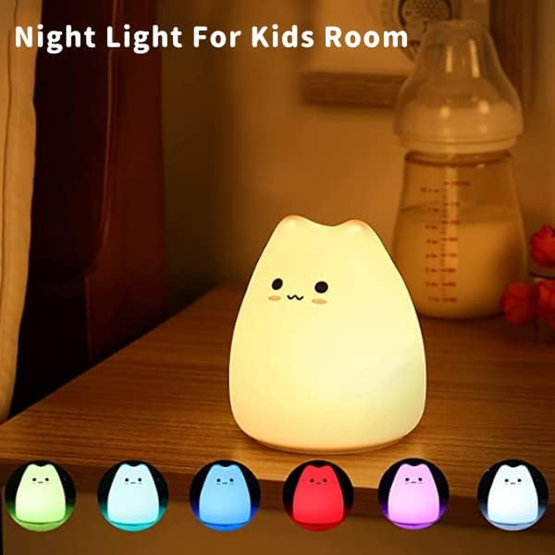 Zklili Kids Night Light, Cute Cat Lamp for Bedroom, Birthday Gifts for Girls Boys Baby, Silicone Nursery Animals Nightlights - Cat Lamp- Recharge image number 5