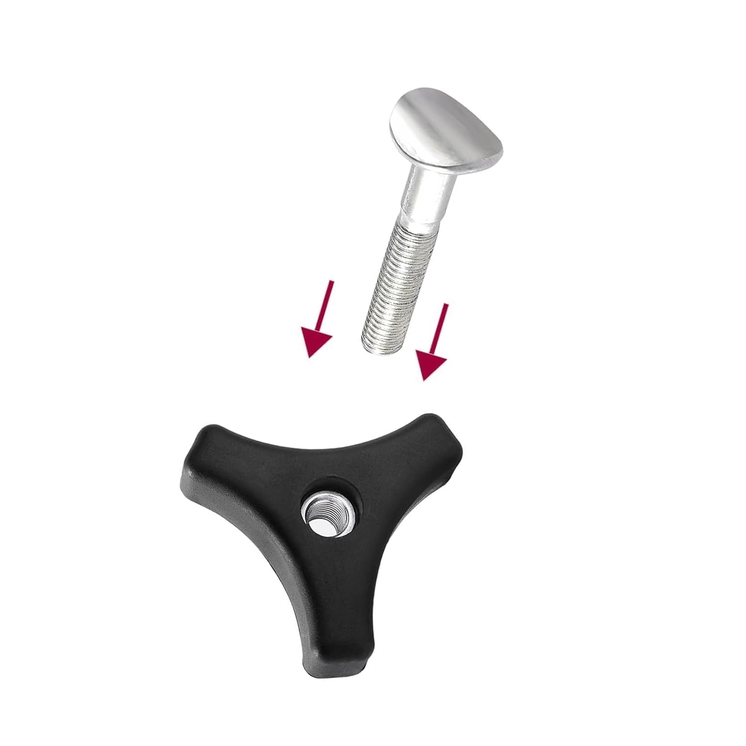 6 Sets Lawn Mower Handle Bolts and Knobs, Triangular Handle Fastening Screw Set Replacement for Honda and Most Other Lawn Mower Machines, Black