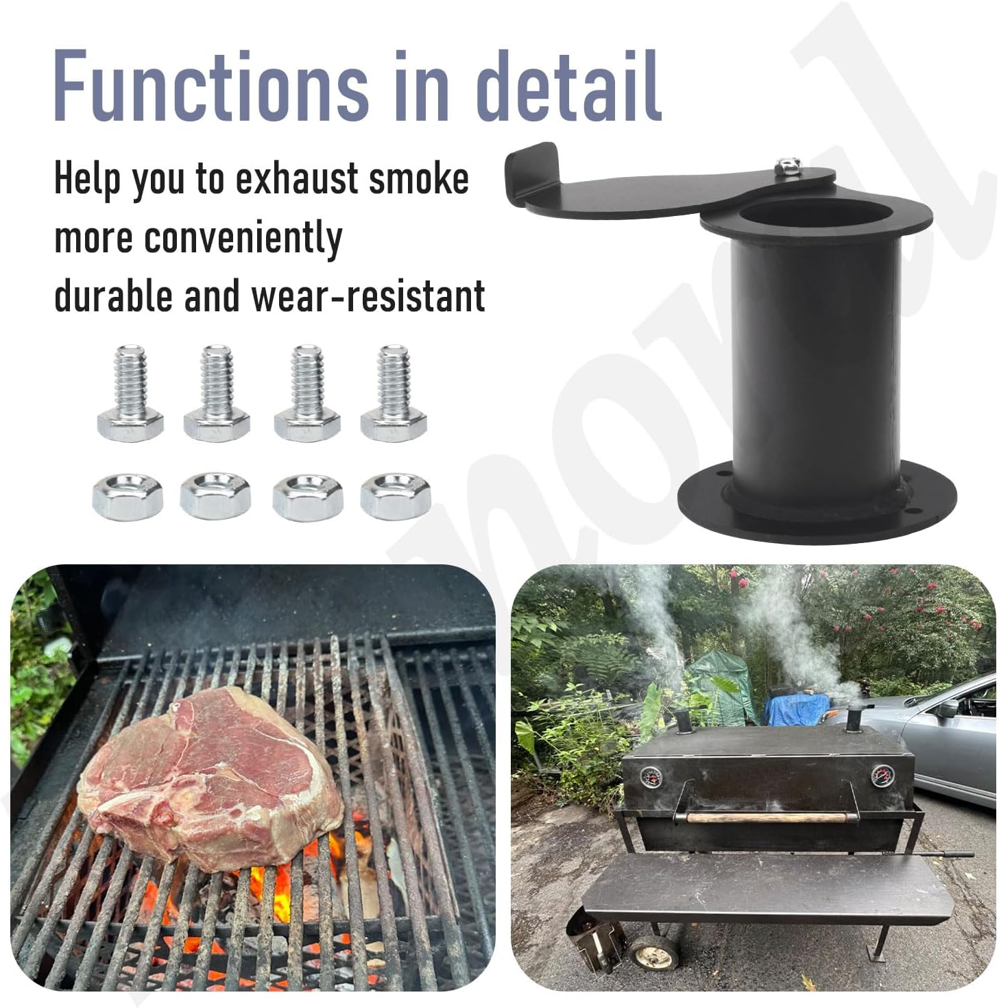 2" Teardrop Flanged Vent Damper,Compatible with UDS Ugly Drum Smoker Lid Exhaust,For UDS 55 Gallon Ugly Drum Smokers image number 4