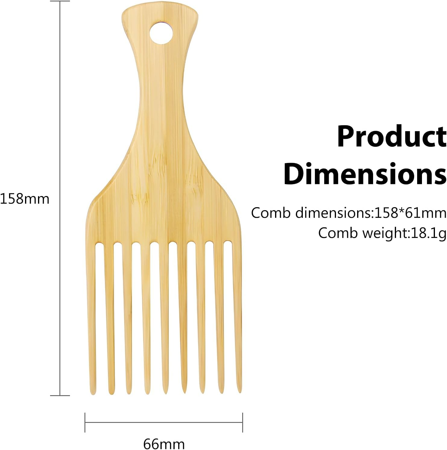 2-Piece Bamboo Comb Set for Afro Hair: Natural Anti-Static Picks for Curly, Thick Hair, Ideal for Men and Women, Eco-Friendly Styling and Detangling Solution image number 1