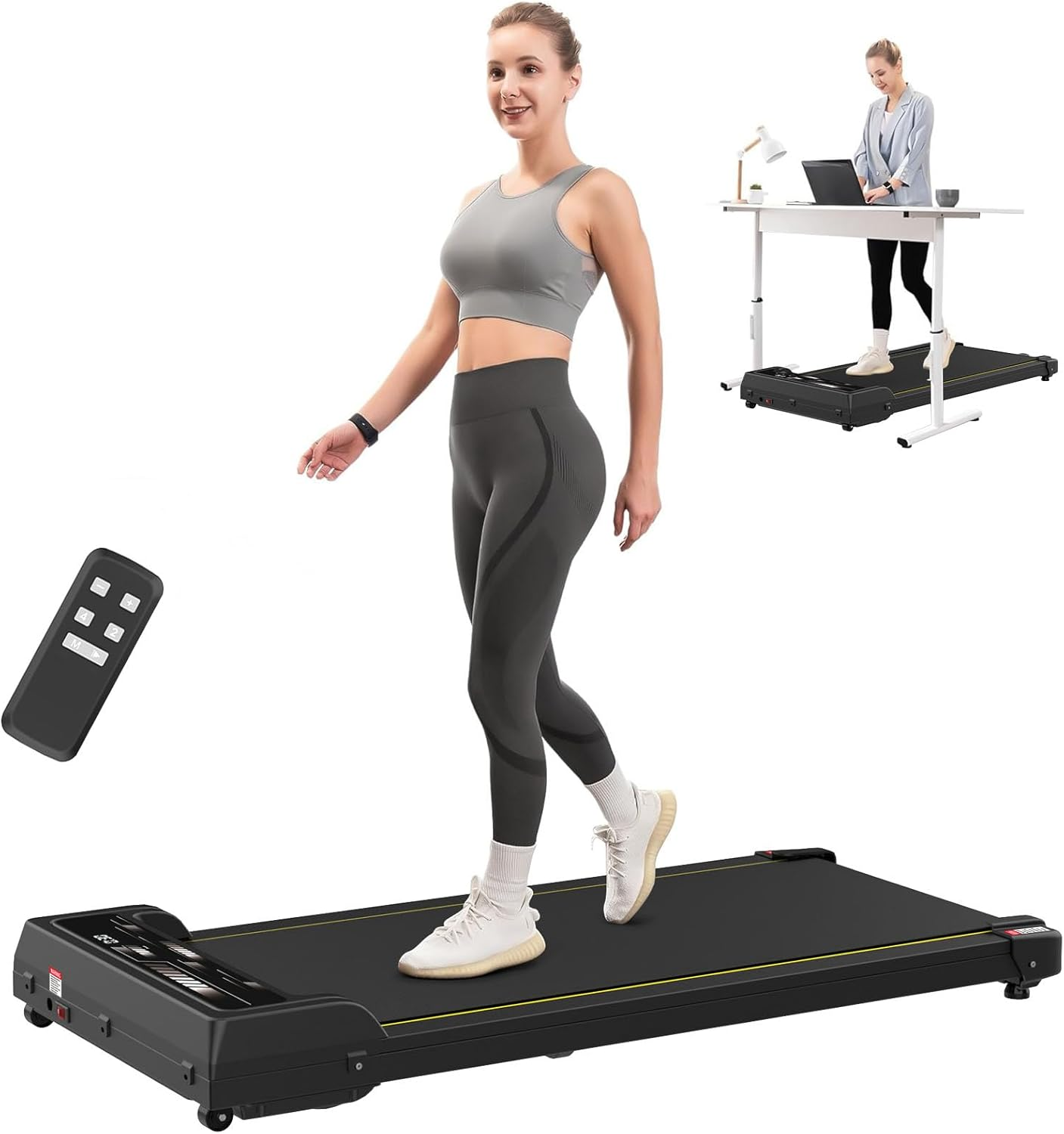 Advwin Walking Pad Treadmill, under Desk Electric Treadmill for Home, Compact Portable Walking Jogging Running Machine with Shock Absorption | Non-Slip | LED Display | Low Noise - White image number 4