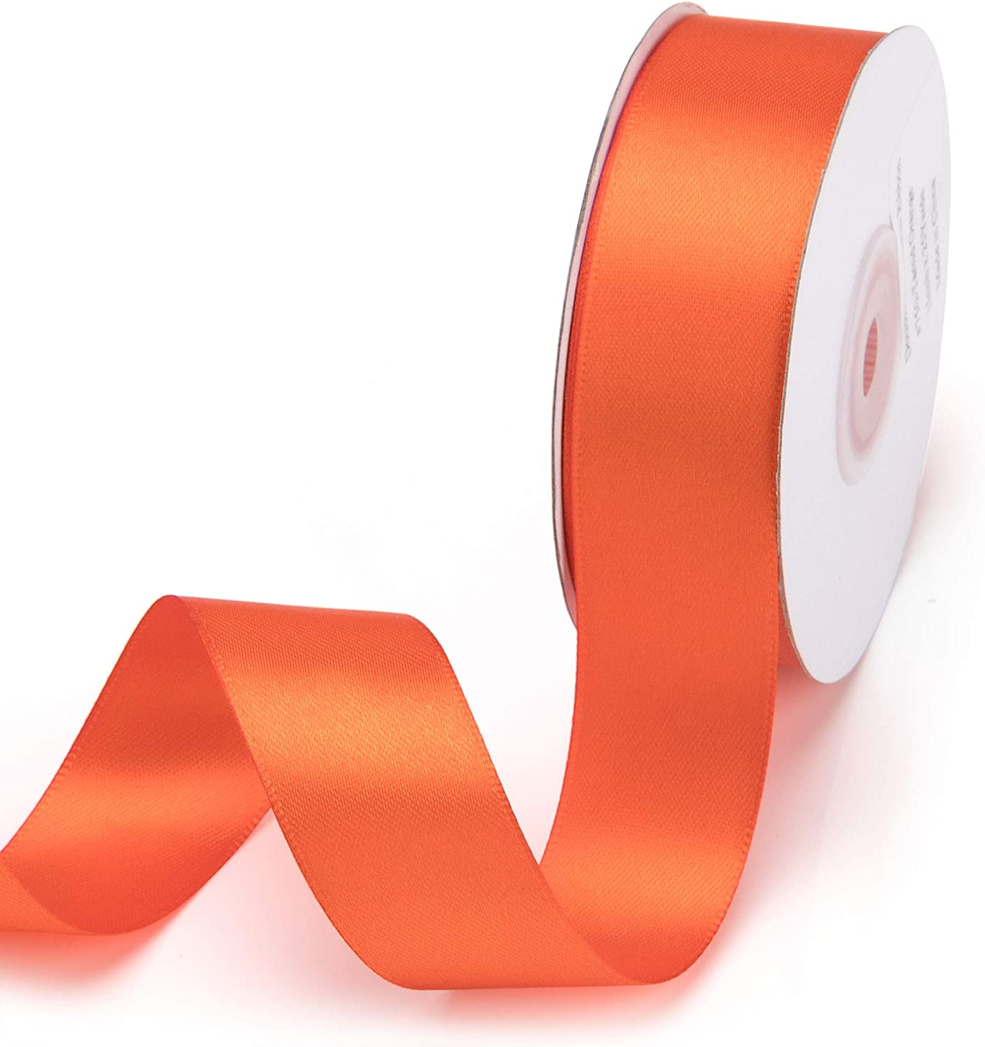 IHKFILAN Double Faced Satin Ribbon 1 Inch X 25 Yards Double Sided Solid Polyester Ribbon for Gift Wrapping Party Hair Braids Bow Decoration Floral Arrangement Craft Supplies, Neon Orange image number 1