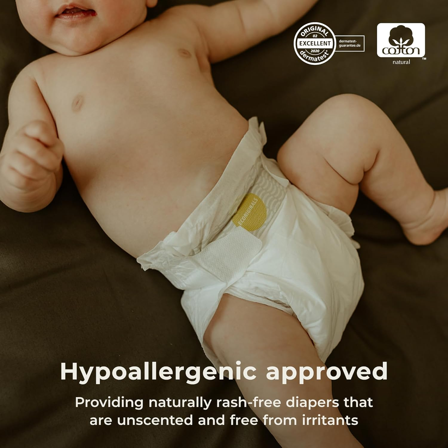 Ecoriginals - 26 Eco Infant Nappies Size 2 - Baby Nappies with 100% Plant-Based Layers, Disposable & Hypoallergenic Baby Essentials for Infant Babies - Secure Fit Baby Nappies (5-8Kg), 1 Pack image number 5