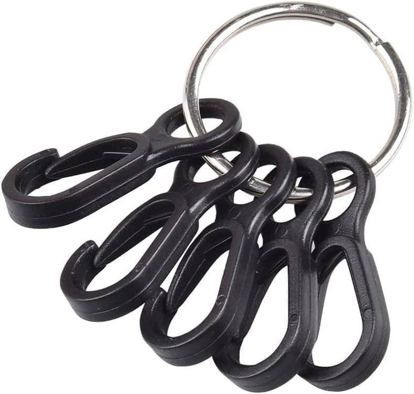 10Pcs Black Plastic Snap Clip Hook Camping Carabiner Buckle Multifunction Snap Hook Camping Equipment Tent Buckle Clips Tent Hooks for Lights Hanging to Canopy Outdoor Tent Tool Accessories image number 5