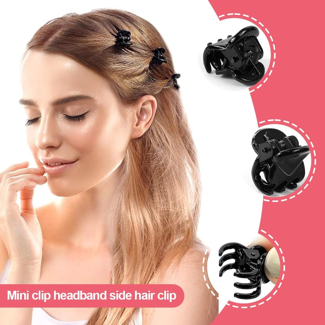 DLPRK Pack of 40 Mini Hair Clips Hair Claw Clip Plastic Hair Claw Non-Slip Grip Jaw Clips for Girls and Women (Black) image number 4
