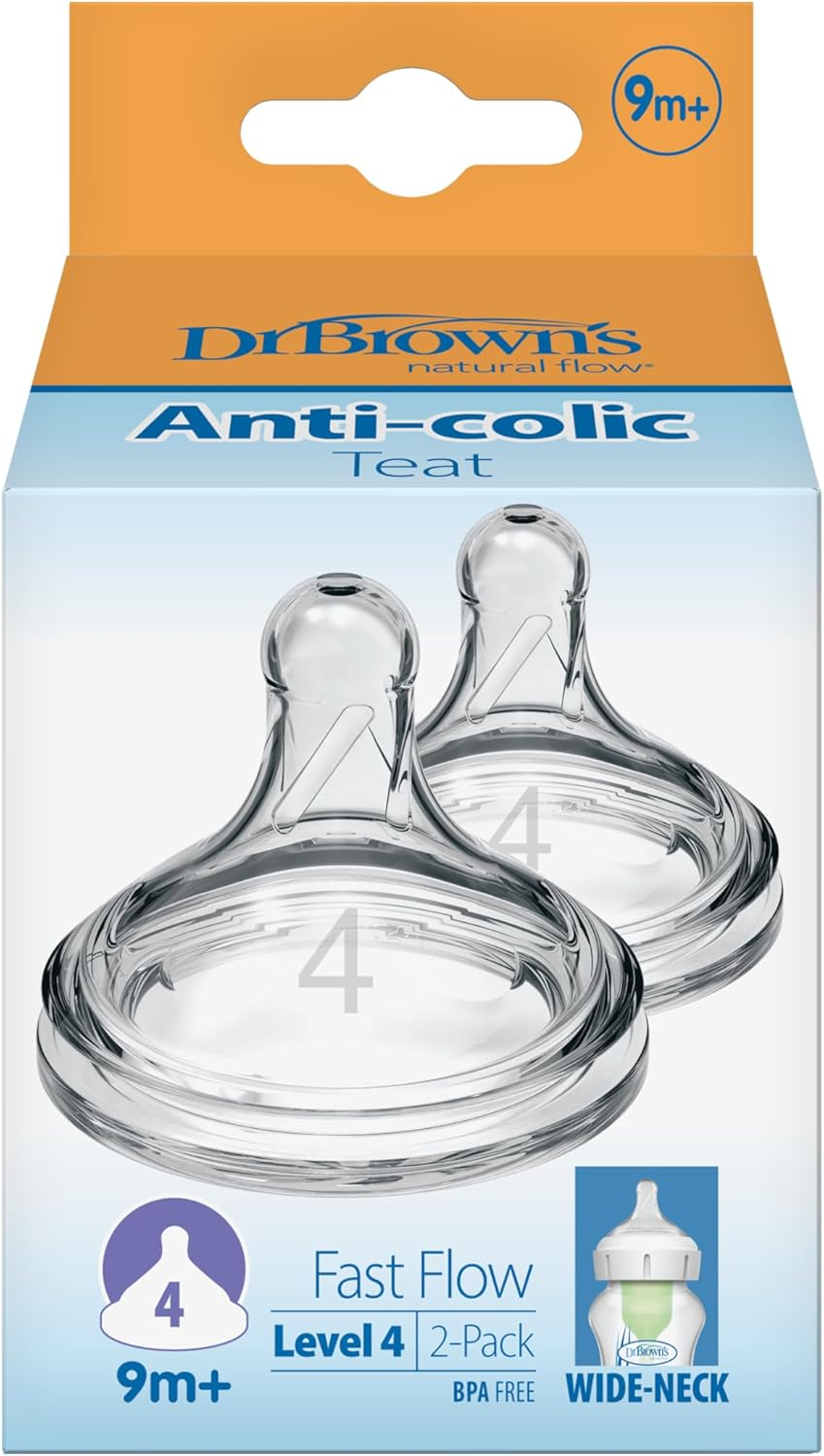 Dr Brown&rsquo;S Level 4 Wide-Neck Options plus Teat, 2 Pack image number 3