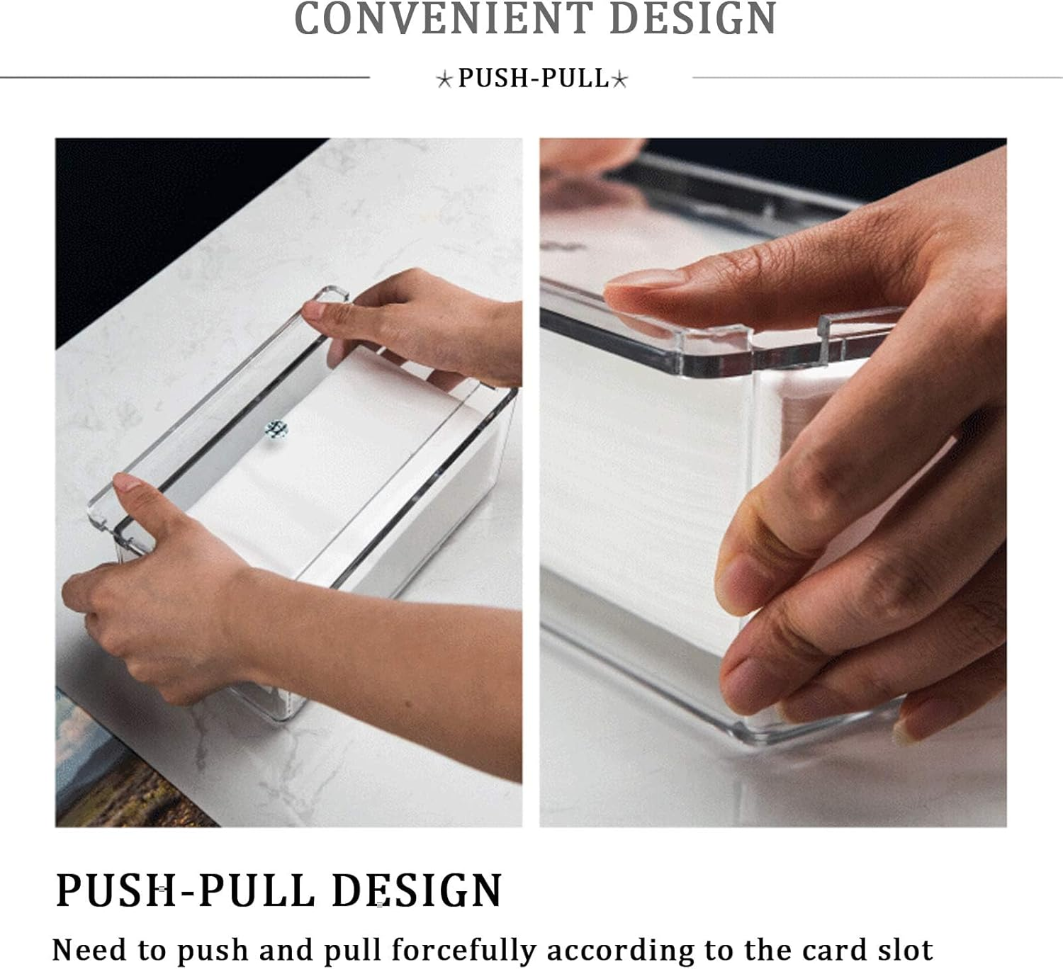 Tissue Box Transparent Acrylic Facial Tissue Dispenser Box Cover Holder Storage Case Clear Rectangle Napkin Organizer image number 4