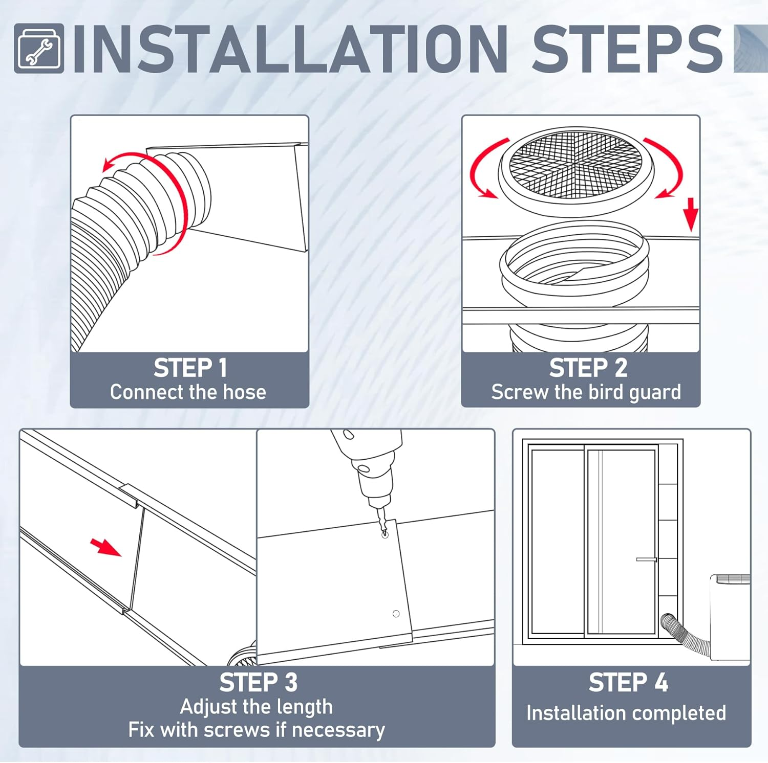 Flamorrow Portable Air Conditioner Sliding Door Kit for 5.9" Diameter Exhaust Hose, Adjustable Length Sealing Panels up to 90", Universal Sliding Door AC Vent Kit for Portable AC image number 3