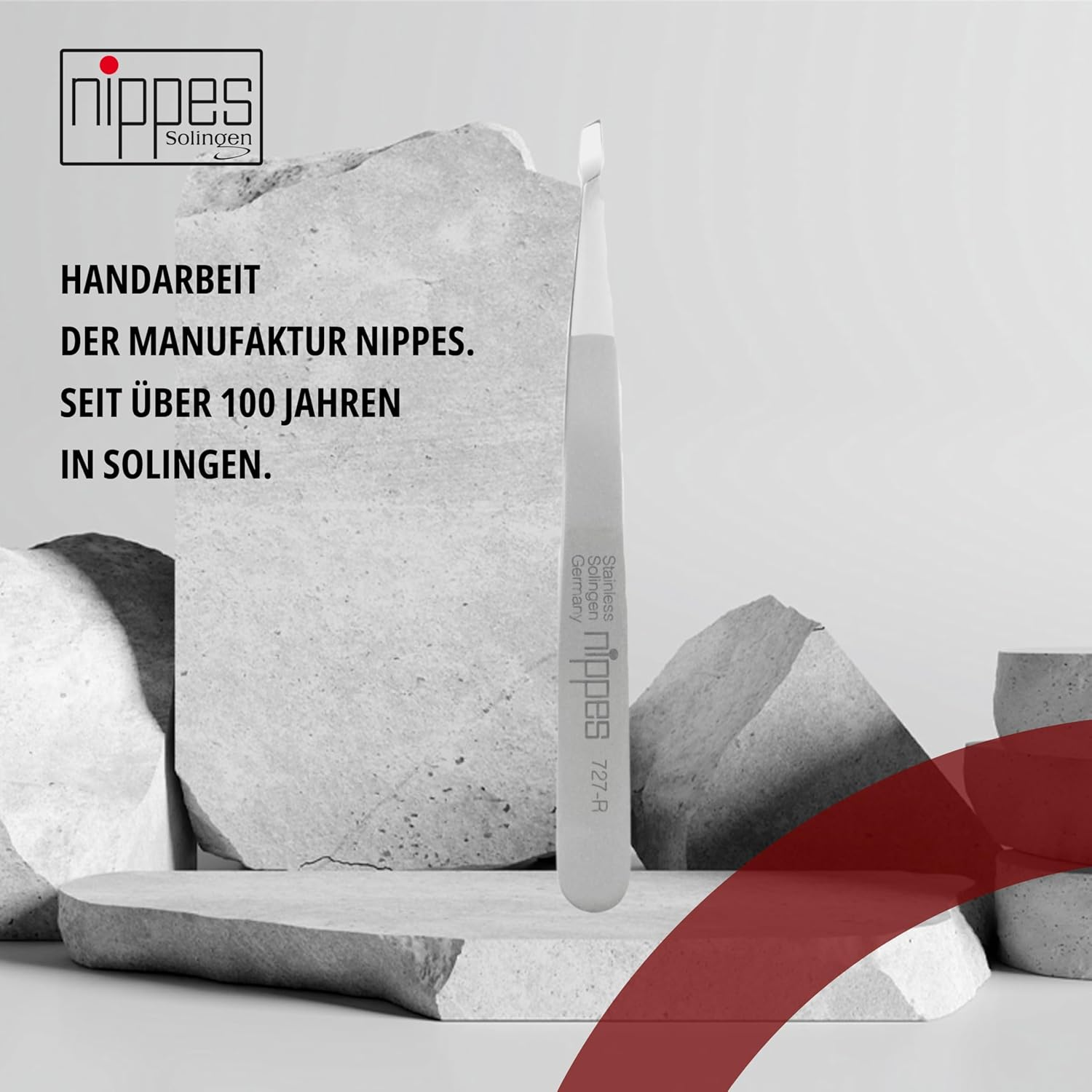 Nippes Solingen Tweezers with Slanted Tip, Stainless Steel, 9.5 Cm, Matte Silver, Eyebrow Plucking, Tweezers Pointed, for Precise Hair Removal, Made in Germany image number 4