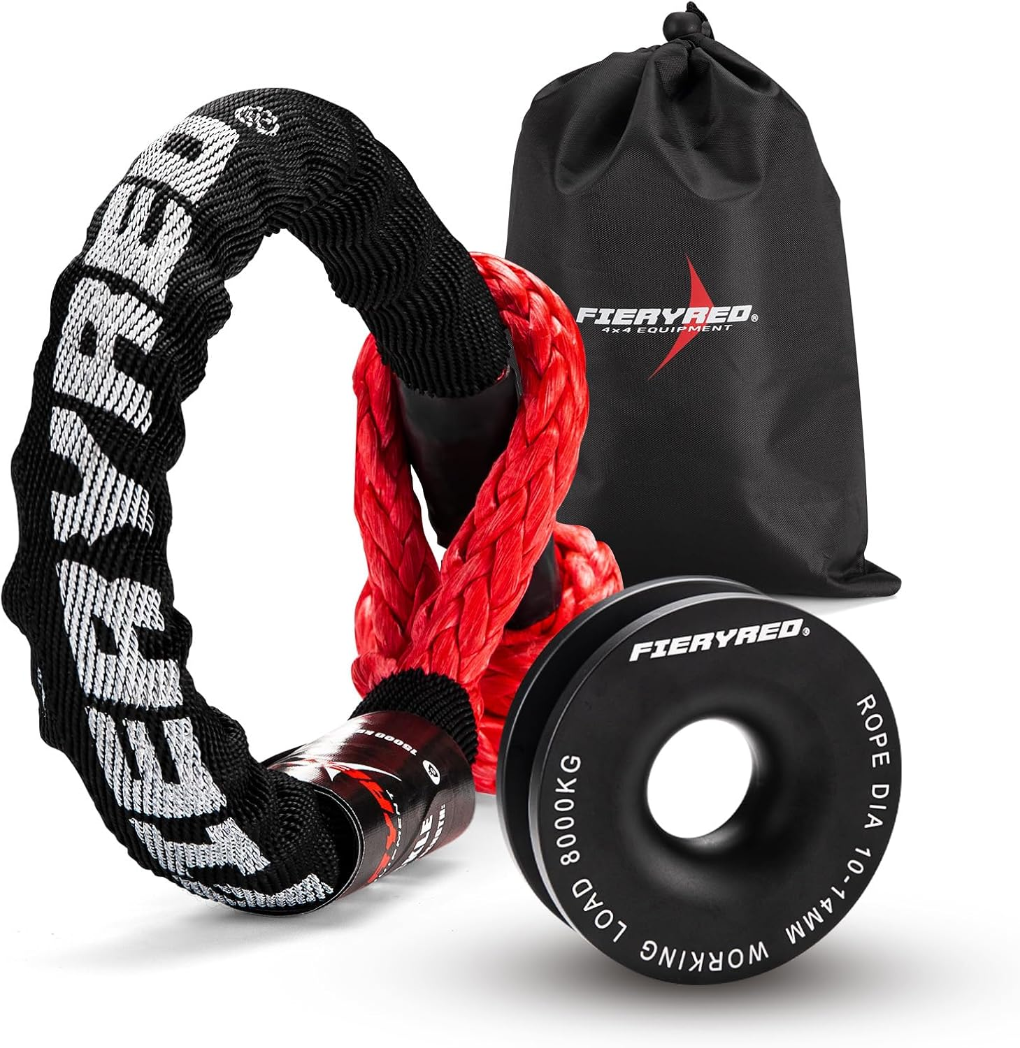 Fieryred Soft Shackle, 1 Inch X 22Inch 33,000Lbs Breaking Strength & Recovery Snatch Ring 17,600Lbs with Black Protective Sleeve Winch Recovery Kit for Towing Truck SUV ATV UTV 4X4 image number 6