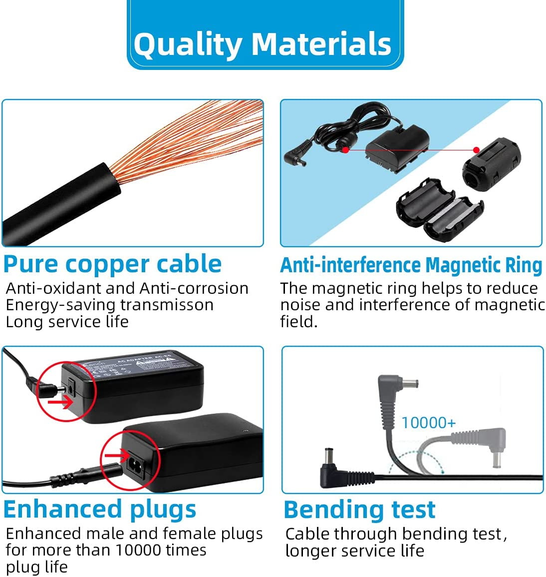 Glorich ACK-E6 AC Power Adapter DR-E6 DC Coupler LP-E6 LP-E6N Dummy Battery Power Supply Kit for Cameras Canon EOS R6 R5 R 90D 80D 7D Mark II 7D 70D 6D 60D 5D Mark IV 5DS with Fully-Decoded Smart Chip image number 1