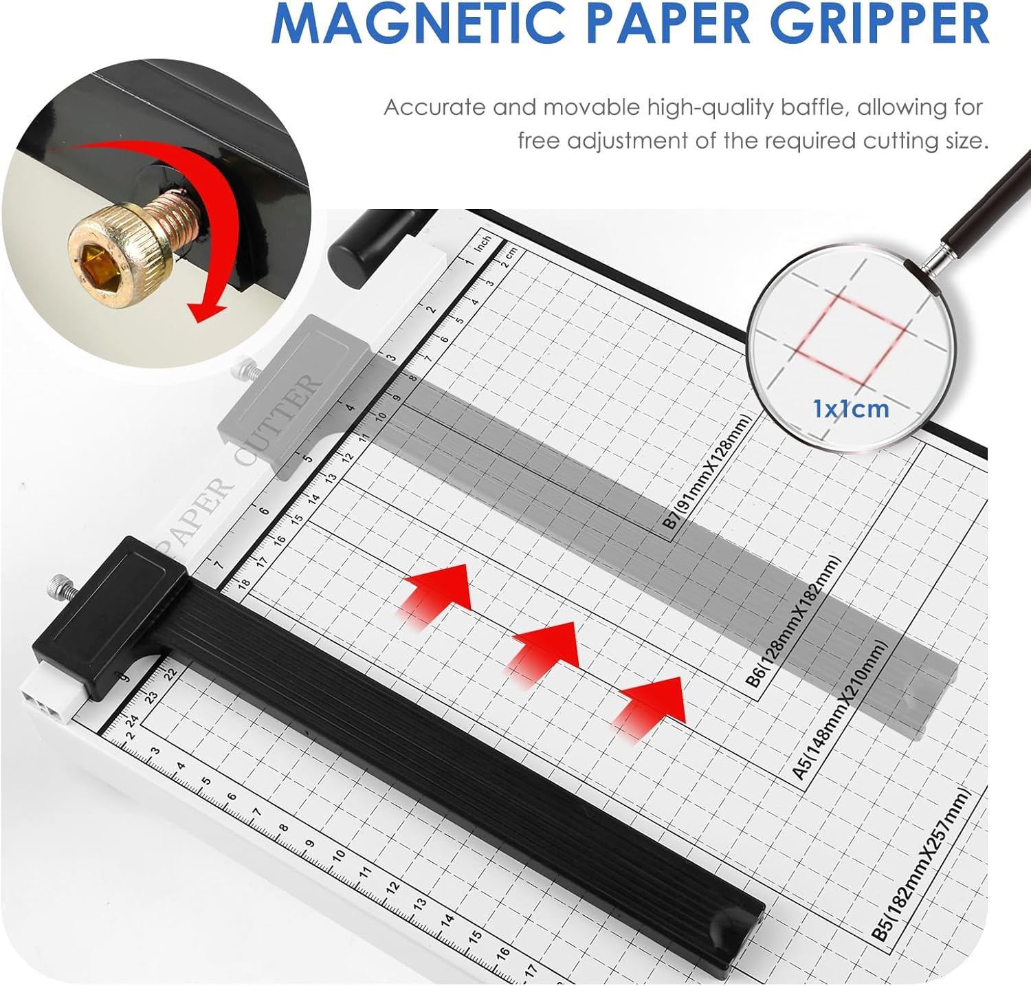 Guillotine Paper Cutter A4 Precision Paper Trimmer with Safety Guard and Non-Slip Base 10 Sheet Capacity for Cutting Paper, Card, Photos and More (1Pack) image number 5