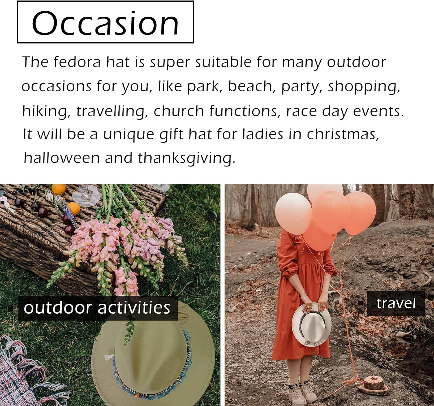 Gossifan Fedora Hats for Men Wide Brim Panama Hat with Classic Belt image number 6